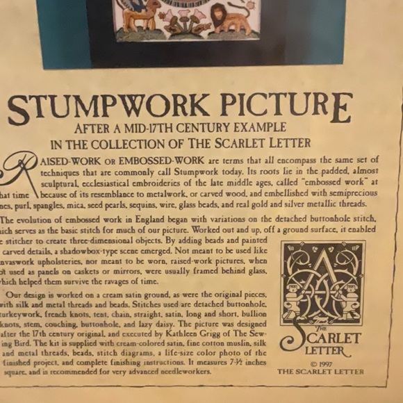 Needlework Reproduction Stumpwork Sampler. Gorgeous and complete kit! - Picture 3 of 6